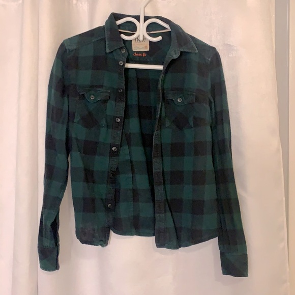TNA Forest Green classic fit plaid buttondown - Picture 1 of 2